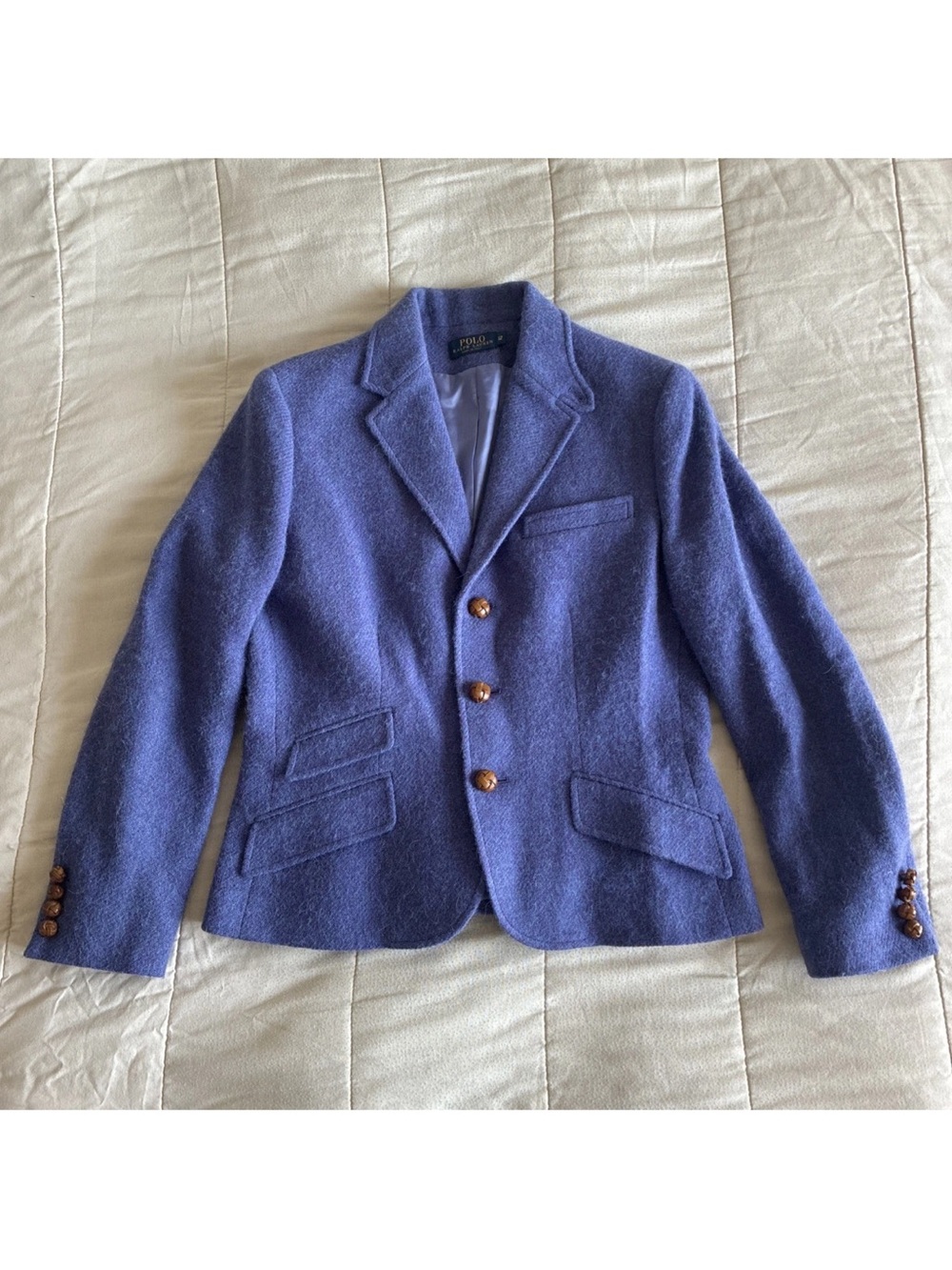 Polo Ralph Lauren Lambs Wool Alpaca Blazer Jacket Made in Italy Purple Sz 12